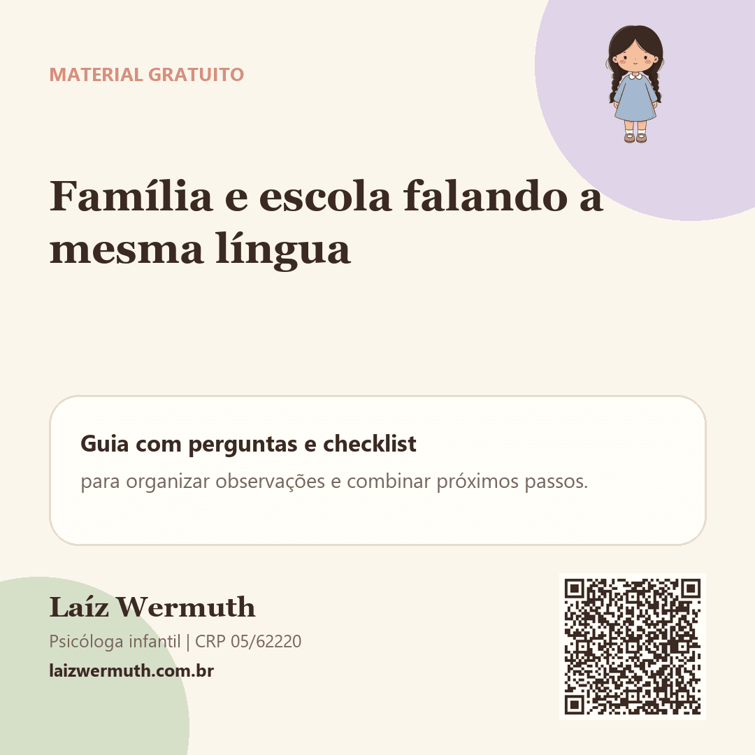 Card quadrado do guia família e escola
